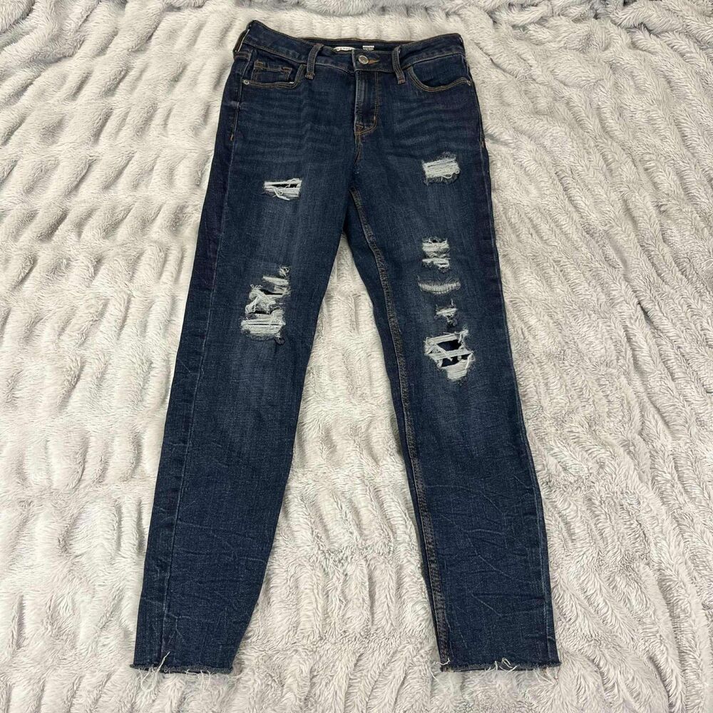 Old Navy Jeans Women Size 2 Rockstar Super Skinny Distressed Ripped Dark Wash